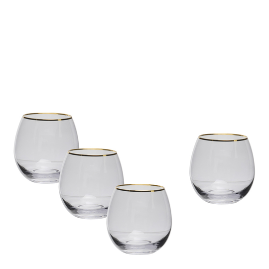 Modern House - Runt Vattenglas med Guldkant 45 cl 4-pack Soft Grey