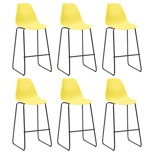 vidaXL Barstolar 6 st gul plast