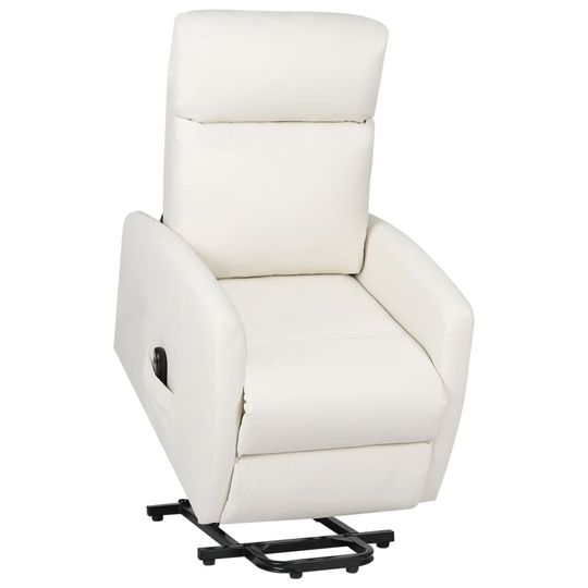 vidaXL Reclinerfåtölj med uppresningshjälp gräddvit konstläder