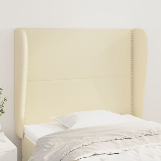 vidaXL Huvudgavel med kanter gräddvit 93x23x118/128 cm konstläder