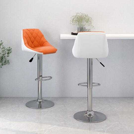 vidaXL Barstolar 2 st orange och vit konstläder
