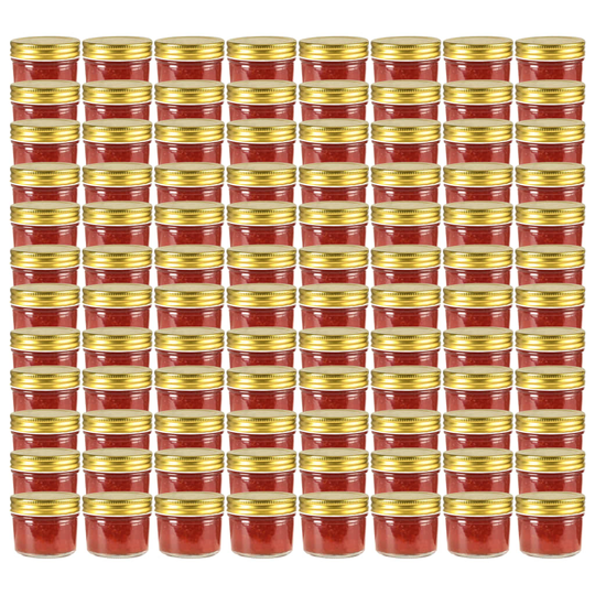 vidaXL Syltburkar i glas med guldfärgade lock 96 st 110 ml