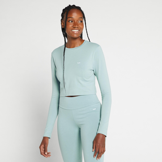 MP Women's Essential Body Fit Long Sleeve Crop T-Shirt - Isblå - XXS