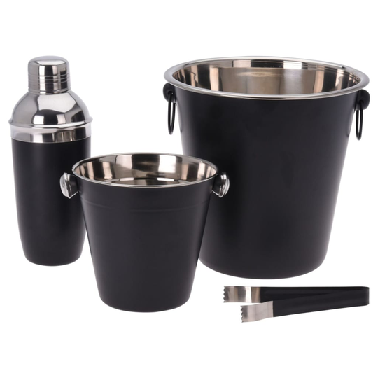 Excellent Houseware Cocktailset 4 delar rostfritt stål matt svart