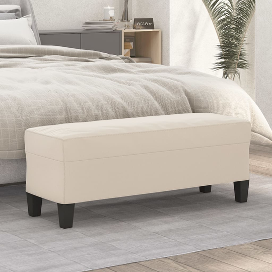 vidaXL Bänk Gräddvit 100x35x41 cm mikrofibertyg