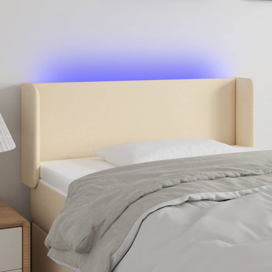 vidaXL Huvudgavel LED gräddvit 103x16x78/88 cm tyg