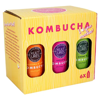 Kultures Kombucha 3 smaker, 6 x 400ml ekologisk