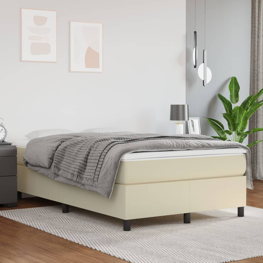 vidaXL Ramsäng gräddvit 120x200 cm konstläder