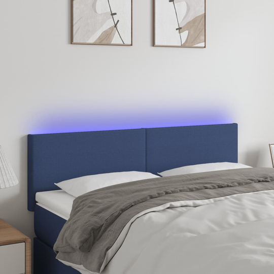 vidaXL Huvudgavel LED gräddvit 144x5x78/88 cm tyg