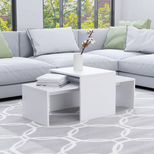 vidaXL Soffbord set vit 100x48x40 cm konstruerat trä