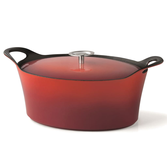 CUISINOX Gjutjärnsgryta emaljerad 3,9 L 29 cm oval röd
