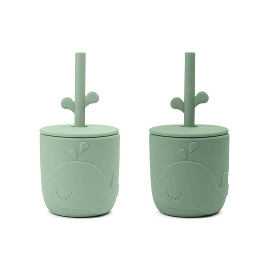 Done by Deer Peekaboo Sugrörsmugg Wally Green 2-pack
