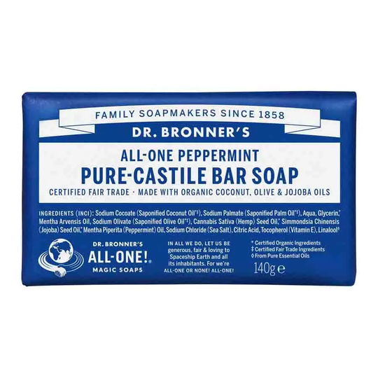 Dr Bronners Bar Soap Peppermint, 140g ekologisk