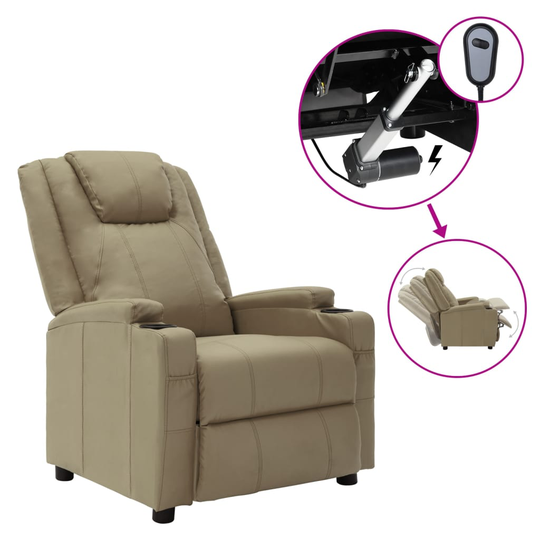 vidaXL Elektrisk reclinerfåtölj cappuccino konstläder