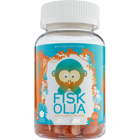 Monkids Fiskolja Barn Citron 60 tuggtabletter