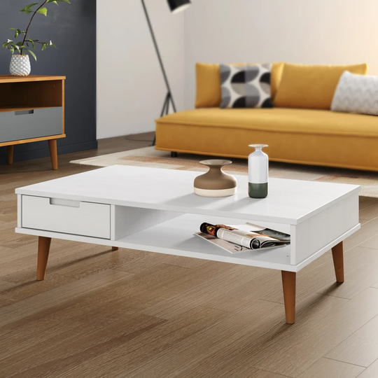vidaXL Soffbord vit 100x55x31 cm massiv furu