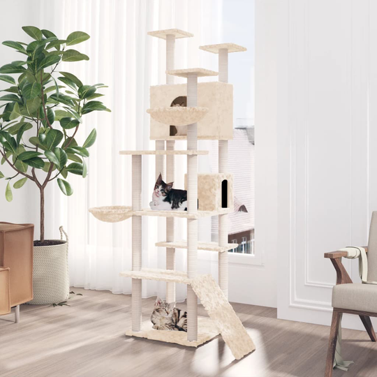 vidaXL Katträd med klöspelare sisal gräddvit 191 cm