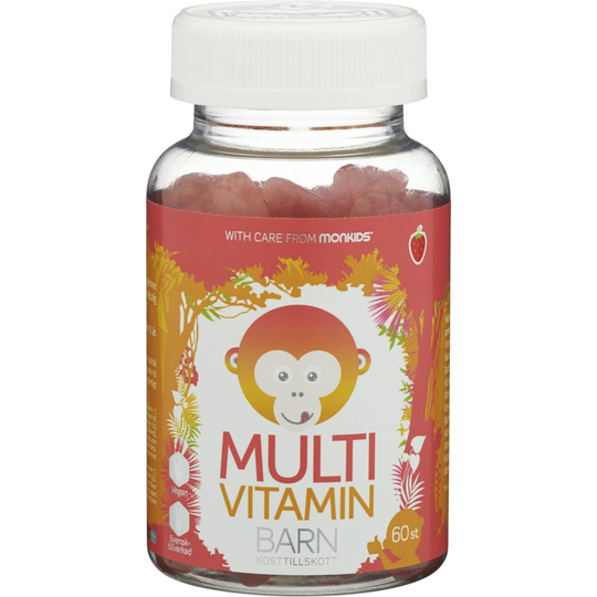Monkids Multivitamn Jordgubb Barn 60 tuggtabletter