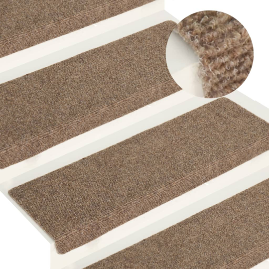 vidaXL Trappstegsmattor 15 st nålad 65x25 cm gräddvit