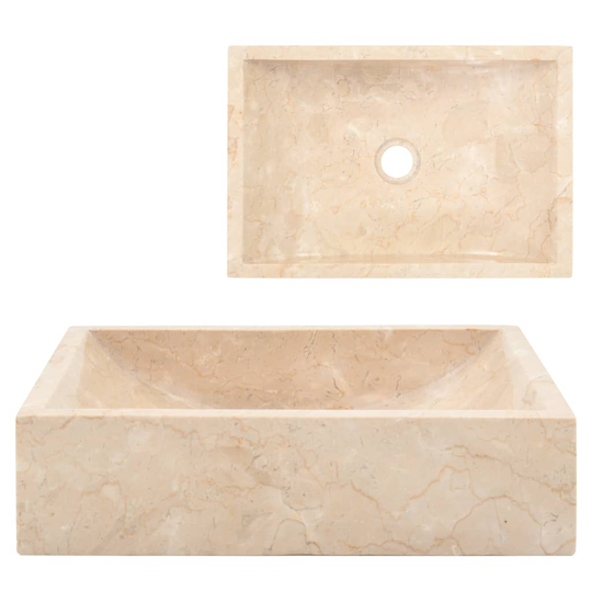 vidaXL Handfat 45x30x12 cm marmor gräddvit