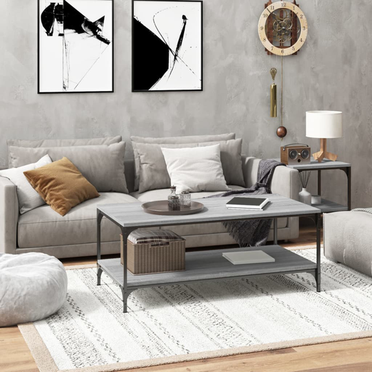 vidaXL Soffbord grå sonoma 100x50x40 cm konstruerat trä