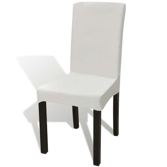 vidaXL Stolsöverdrag rak modell stretch 6 st gräddvit
