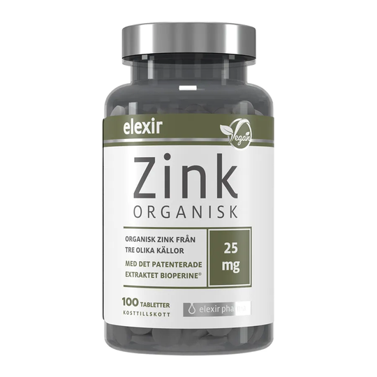 Elexir Pharma Zink Organisk 25 mg, 100 tabletter