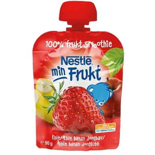 Nestlé Min frukt äpple banan & jordgubb 6 månader 90 g