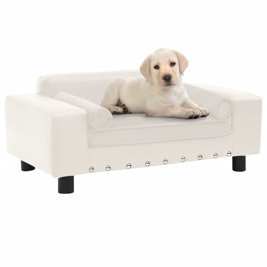 vidaXL Hundsoffa naturvit 81x43x31 cm plysch och konstläder