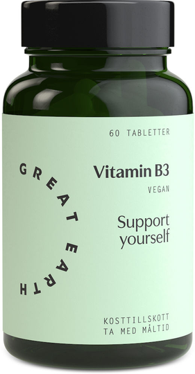 Great Earth Vitamin B3 Niacin 500 mg 60 tabletter