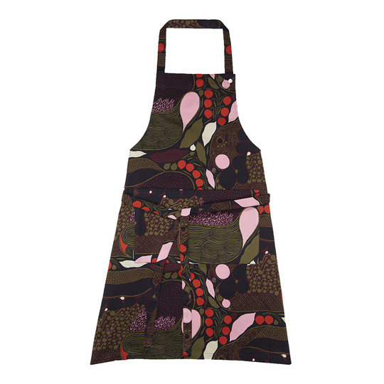 Marimekko - Pieni Rusakko Förkläde Mörkblå/Röd/Brun