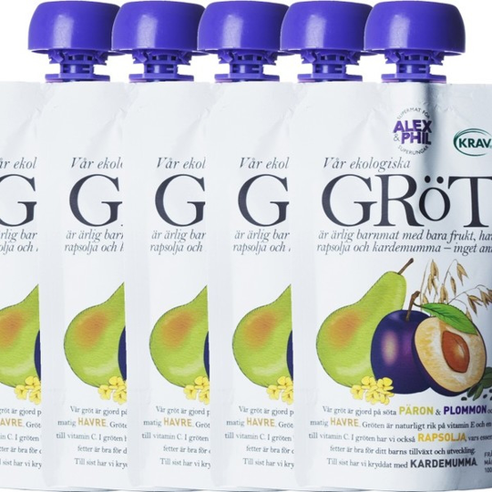 AlexΦl gröt med päron, plommon & kardemumma, 5-pack