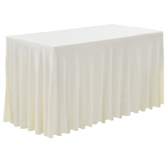 vidaXL Bordsöverdrag 2 st stretch golvlångt gräddvit 183x76x74 cm