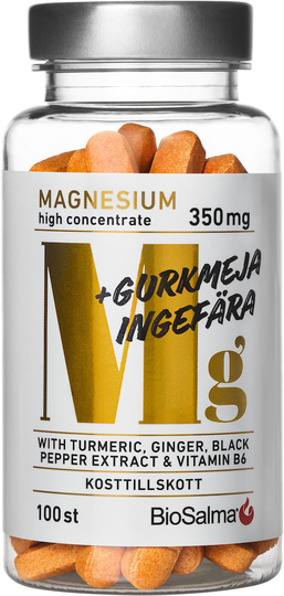 BioSalma Magnesium 350 mg + Gurkmeja Ingefära 100 st