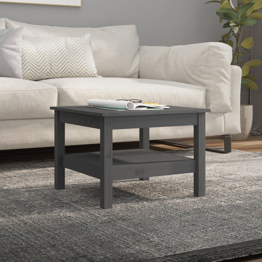 vidaXL Soffbord grå 55x55x40 cm massiv furu