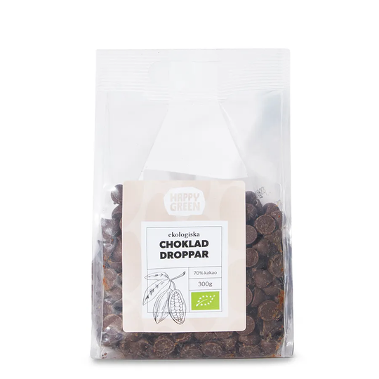 Happy Green Chokladdroppar 70% Kakao, 300g ekologisk