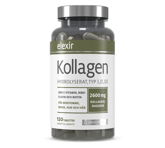 Elexir Kollagen Hydrolyserat Typ I,II,III 120 tabletter