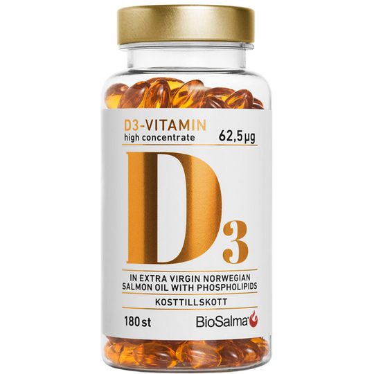BioSalma D3-vitamin 62,5 μg High Concentrate 180 st