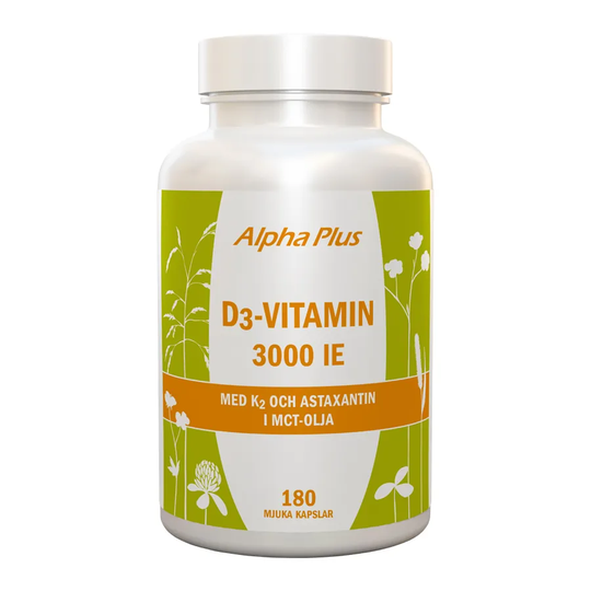Alpha Plus D3-vitamin 3000IE + K2, 180 kapslar