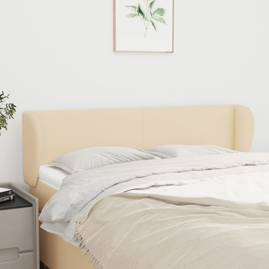 vidaXL Sänggavel med kanter gräddvit 147x23x78/88 cm tyg
