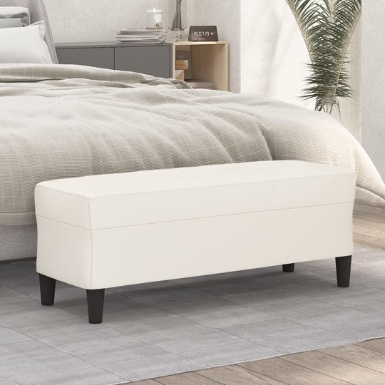 vidaXL Bänk gräddvit 100x35x41 cm konstläder