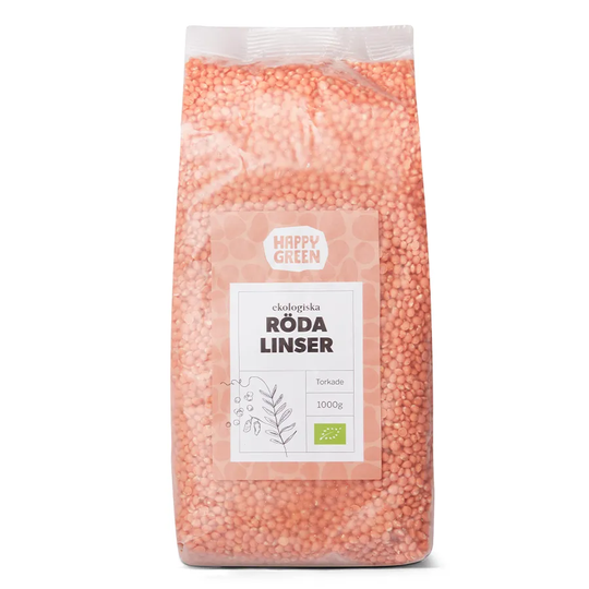 Happy Green Linser Röda, 1kg ekologisk
