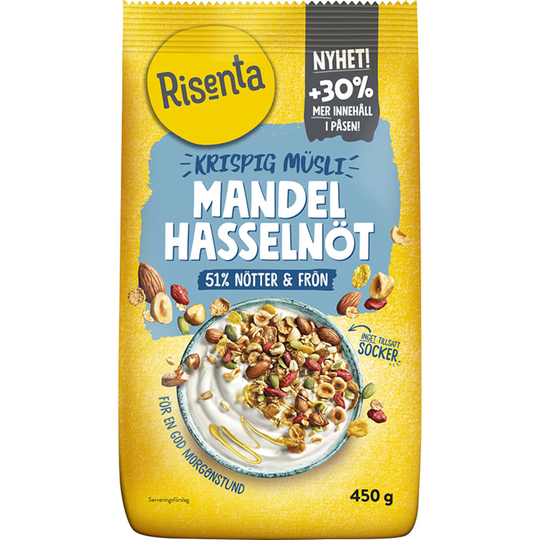 Risenta Krispig Müsli Mandel Hasselnöt 450 g
