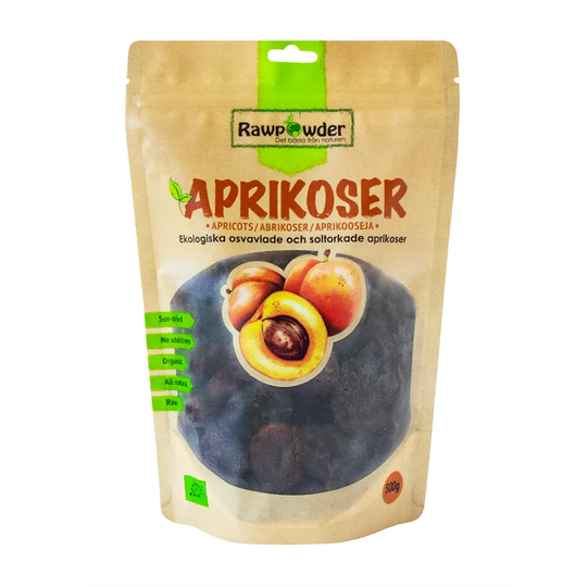 Rawpowder Aprikoser Osvavlade, 500g ekologisk