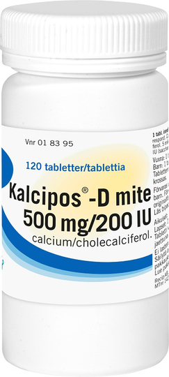 Kalcipos®-D mite Filmdragerad tablett 500mg/200IE Burk, 120tabletter