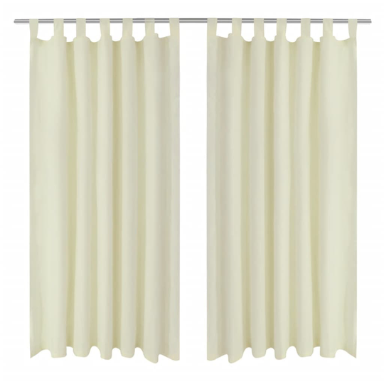 vidaXL 2-pack gardiner med öglor i gräddvit microsatin 140 x 245 cm