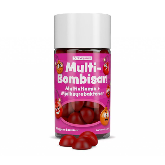 Elexir Pharma Multi-Bombisar Multivitamin + Mjölksyrabakterier 60 st