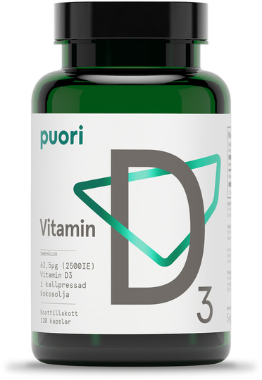 Puori D3 D-vitamin 62,5 ug 2500IE 120 kapslar