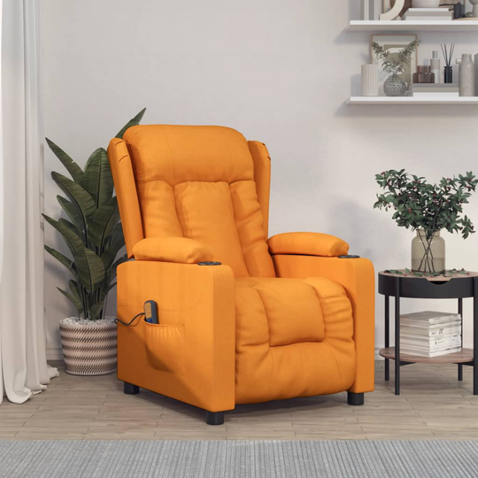 vidaXL Massagefåtölj gul tyg