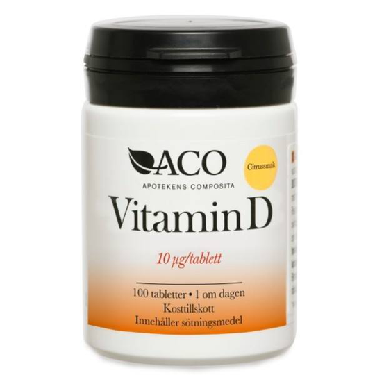 ACO Vitamin D 10 µg Citrussmak 100 tabletter